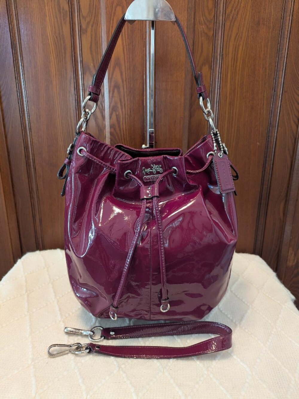 Coach Patent 17745 Madison Marielle Drawstring Bucket Shoulder Bag Hobo
